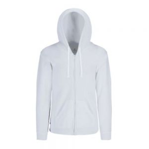 SUDADERA CAPUCHA, CANGURO Y CIERRE UNISEX ADULTO BLANCA CH-EG
